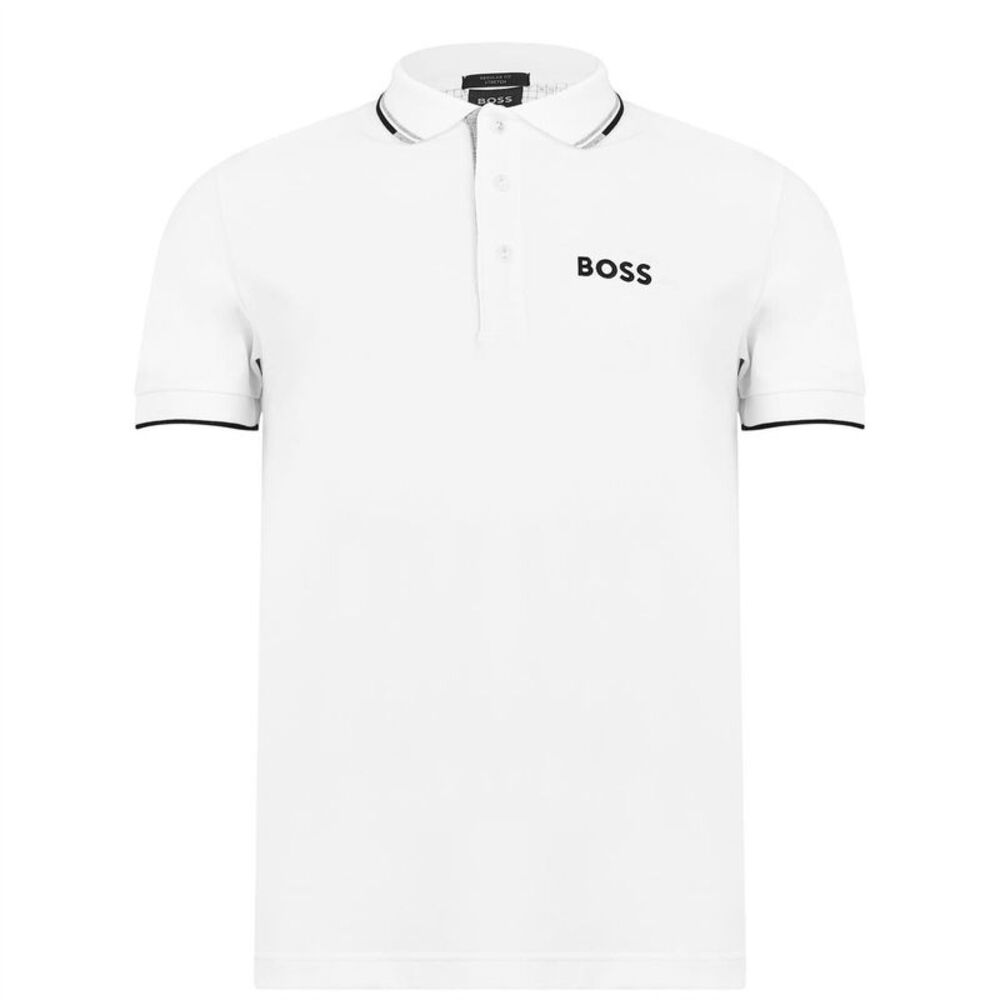 Boss Mens Paddy Pro Cotton Pique Polo Shirt / White